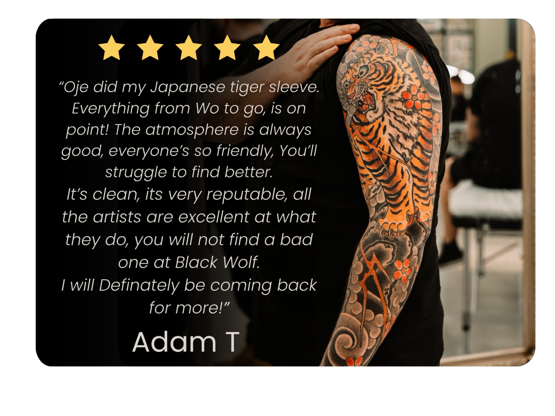 black wolf collective japanese sleeve tattoo customer review 5 star